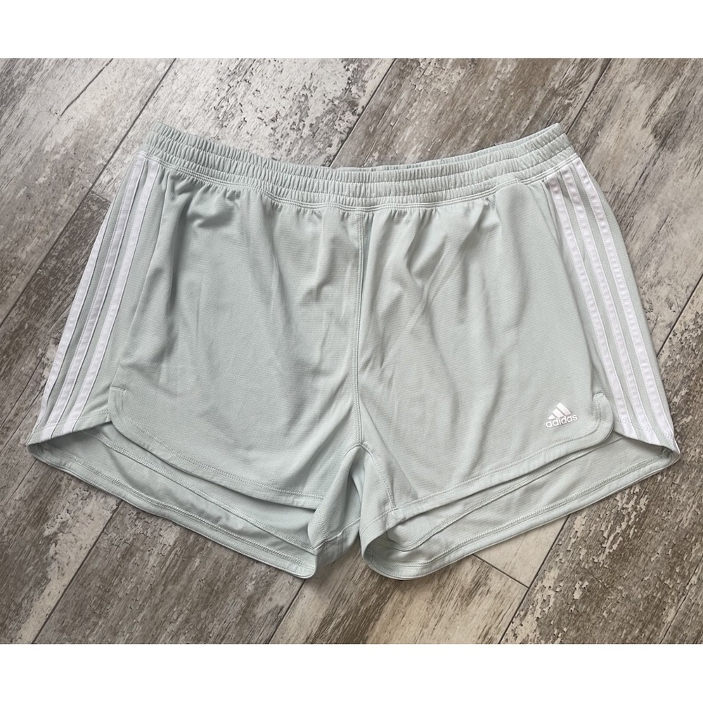 Adidas Women's‎  Athletic Shorts Size 2XL PACER 3SKNIT PS Linen Green White